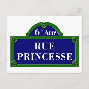 Rue Princesse, Paris Street Sign Postcard