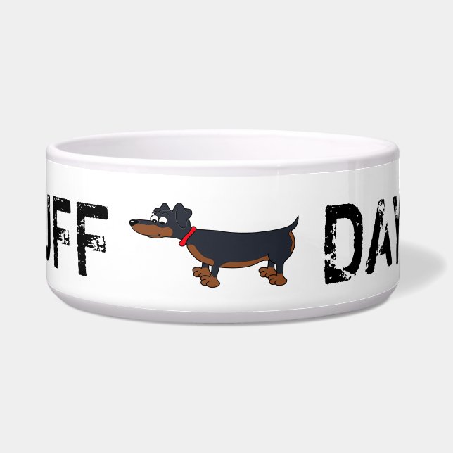 Ruff Day Cartoon Dachshund Dog Pet Food Bowl (Front)