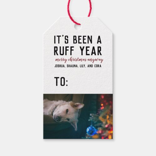 Ruff Year 2020 Christmas Pet Dog Photo Gift Tags