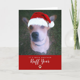 Ruff Year 2021 Funny Dog Pun Pet Christmas Photo Holiday Card