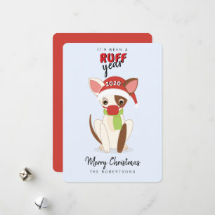 RUFF Year Chihuahua in Face Mask Holiday Card