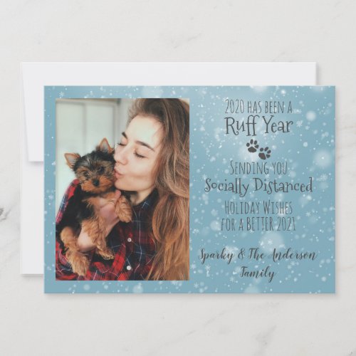Ruff Year Dog Photo Holiday Flat Holiday Card
