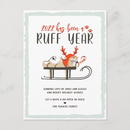 Ruff Year  Funny Dog Christmas Holiday Postcard