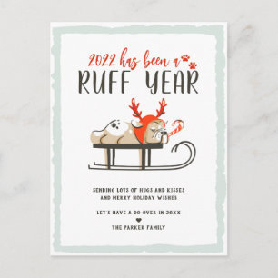 Ruff Year Funny Dog Christmas Holiday Postcard