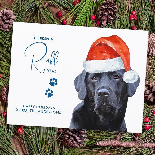 Ruff Year Funny Labrador Retriever Dog Christmas Holiday Postcard