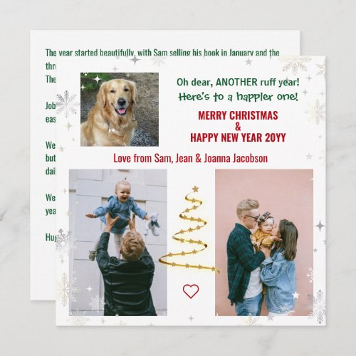 Ruff Year Funny Pet Dog Xmas Tree Letter Photos Holiday Card