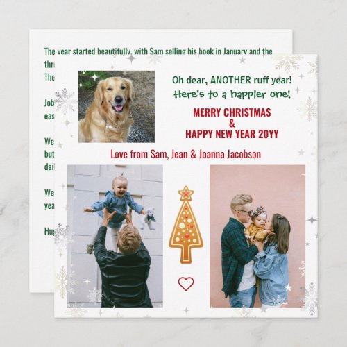 Ruff Year Funny Pet Dog Xmas Tree Letter Photos Holiday Card