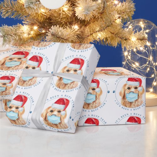 Ruff Year Golden Retriever Funny Christmas Dog Wrapping Paper