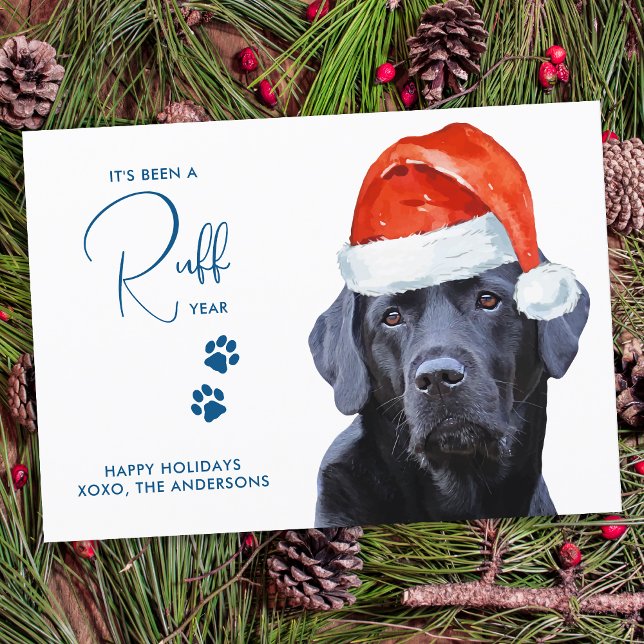 Ruff Year in Review Cute Labrador Retriever Dog Holiday Card (Creator Uploaded)