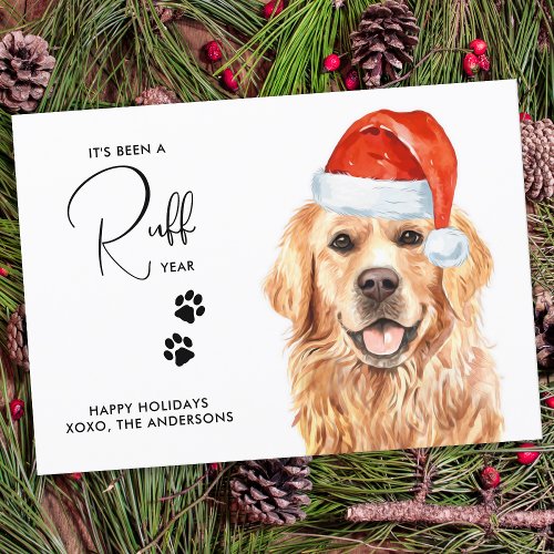 Ruff Year in Review Funny Golden Retriever Dog  Holiday Card
