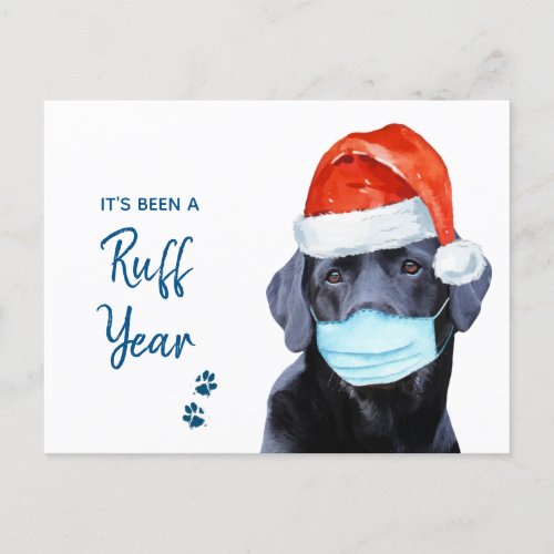 Ruff Year Pandemic Dog Face Mask Covid Postcard