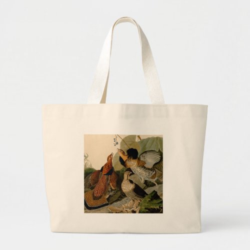 Ruffed Grouse Audubon Game Bird Large Tote Bag