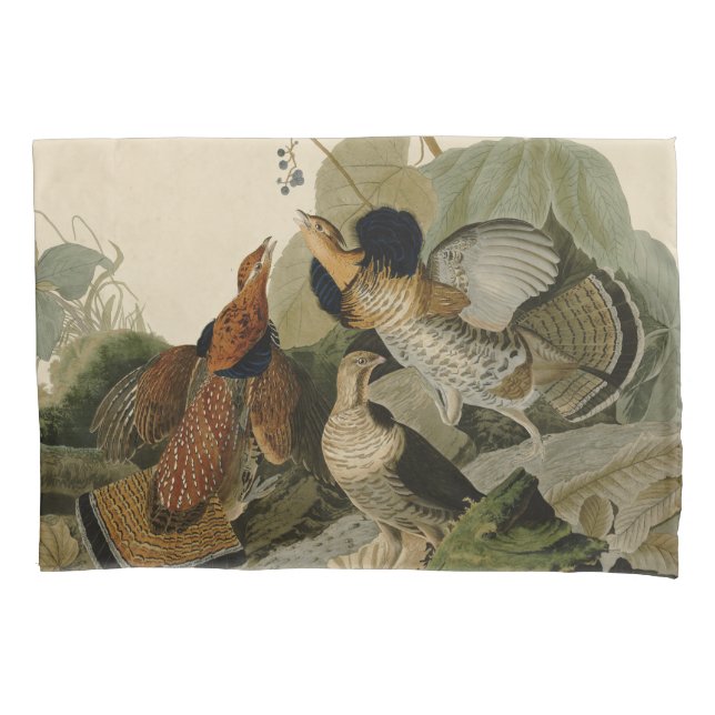 Ruffed Grouse Audubon Game Bird Pillow Case (Front)