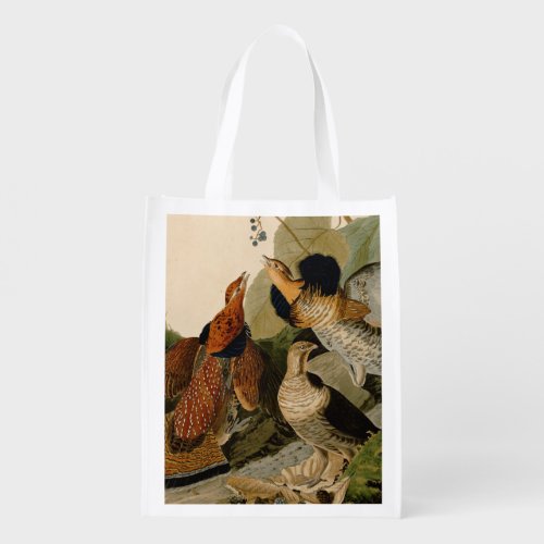 Ruffed Grouse Audubon Game Bird Reusable Grocery Bag