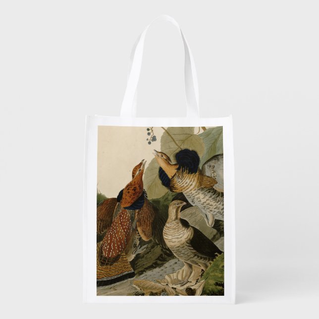 Ruffed Grouse Audubon Game Bird Reusable Grocery Bag (Back)