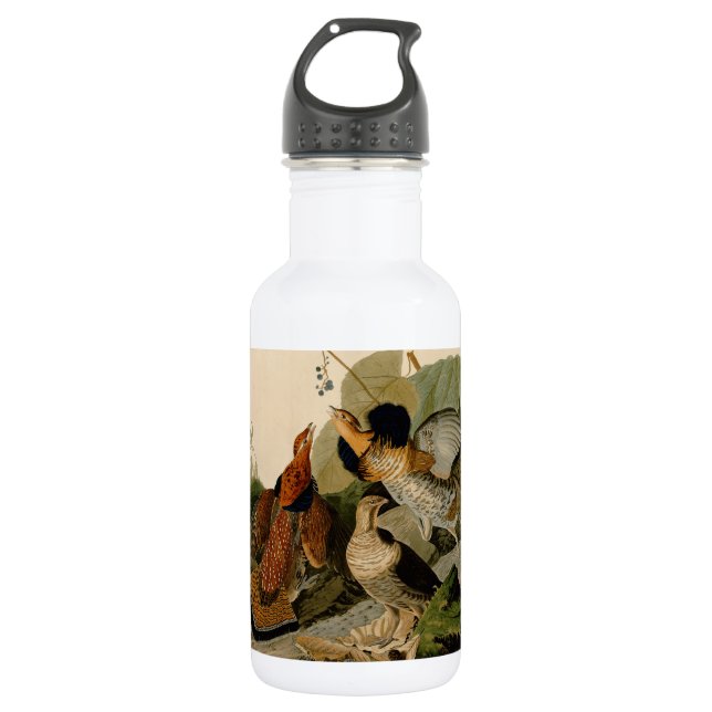 Ruffed Grouse Audubon Game Bird Stainless Steel Water Bottle (Front)