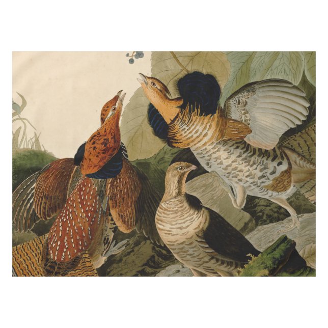 Ruffed Grouse Audubon Game Bird Tablecloth (Front (Horizontal))