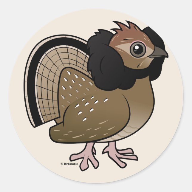 Ruffed Grouse Classic Round Sticker (Front)