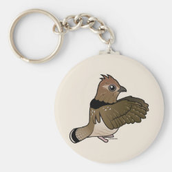 Ruffed Grouse (drumming) Basic Button Keychain