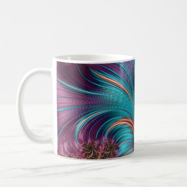 Ruffle A Few Feathers Fractal Art Coffee Mug (Left)
