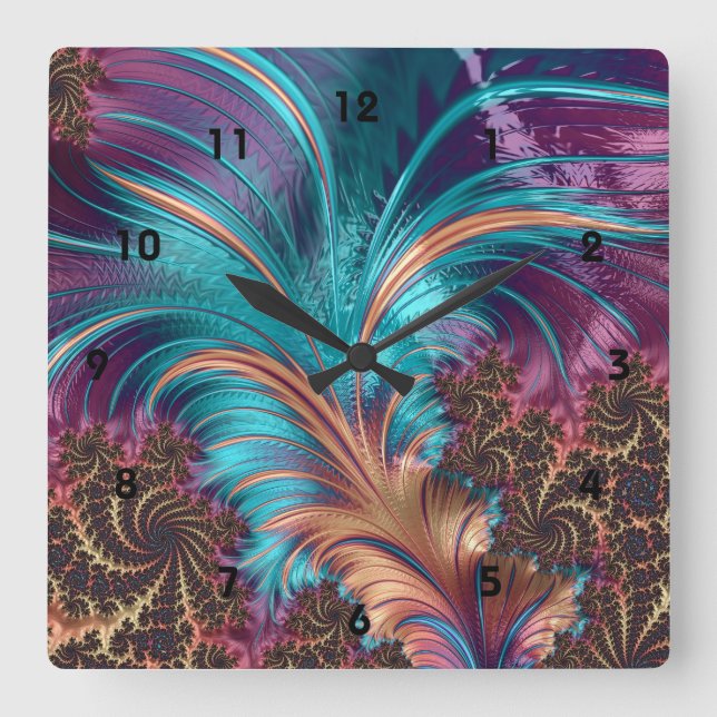 Ruffle A Few Feathers Fractal Art Wall Clock (Front)