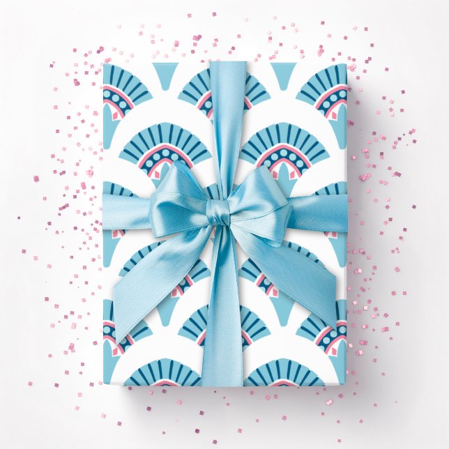 Ruffle Fan in Pink and Aqua Wrapping Paper (Creator Uploaded)