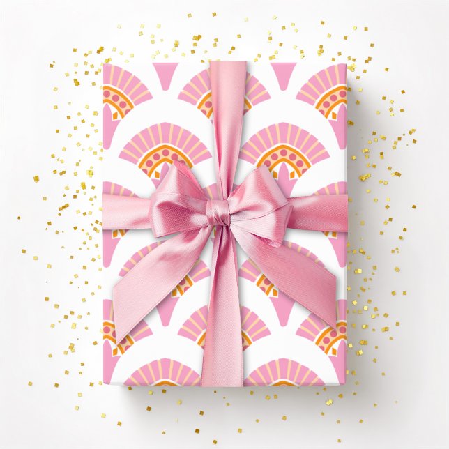 Ruffle Fan in Pink and Orange Wrapping Paper (Creator Uploaded)