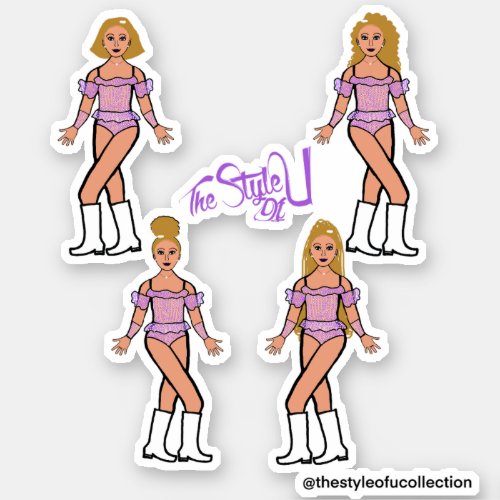 Ruffle Majorette  Dancer Stickers Lilac Stones