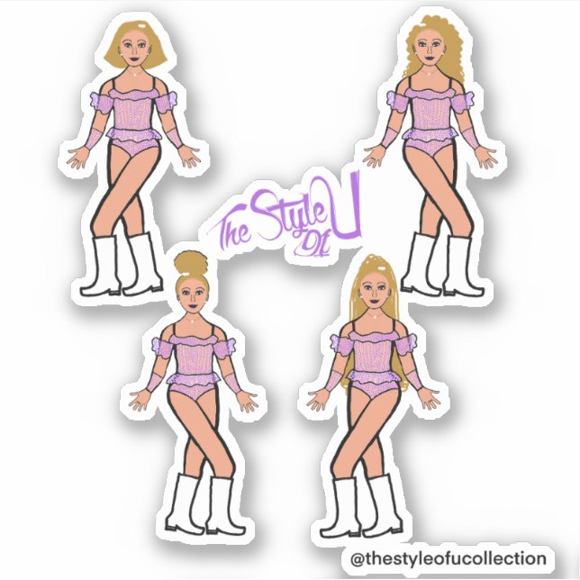 Ruffle Majorette / Dancer Stickers Lilac Stones (Front)