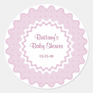 Ruffle Sticker, pink and white Classic Round Sticker
