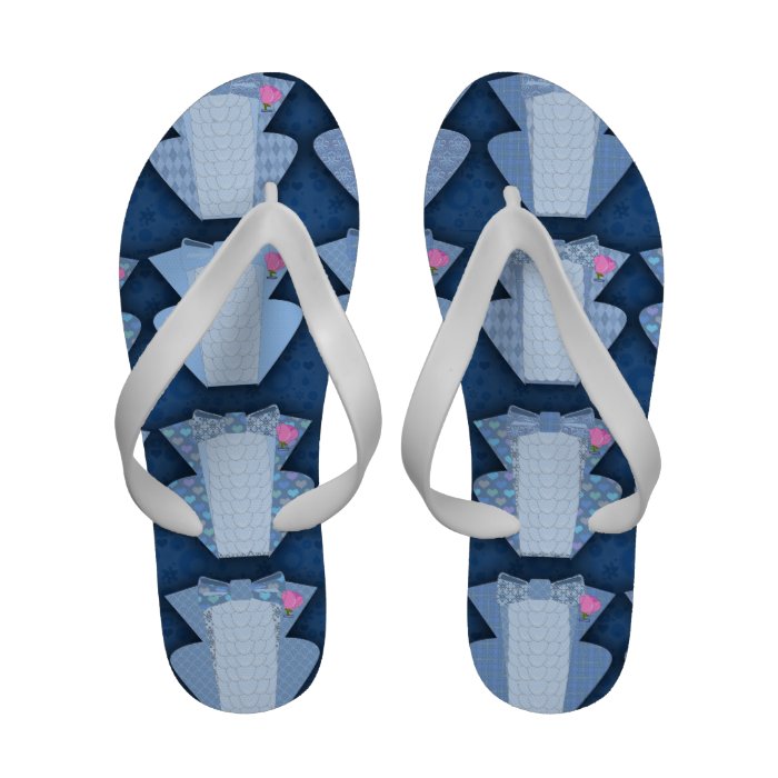 Ruffled Blue 70's Tuxedo Flip Flops