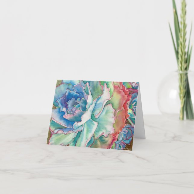 Ruffled Echeveria Watercolor by DLB Card (Front)