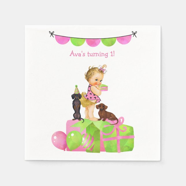 Ruffled Pants Baby Girl Dachshund Napkins (Front)