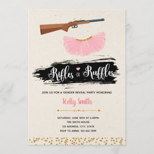 Ruffles or rifles gender reveal party invitation