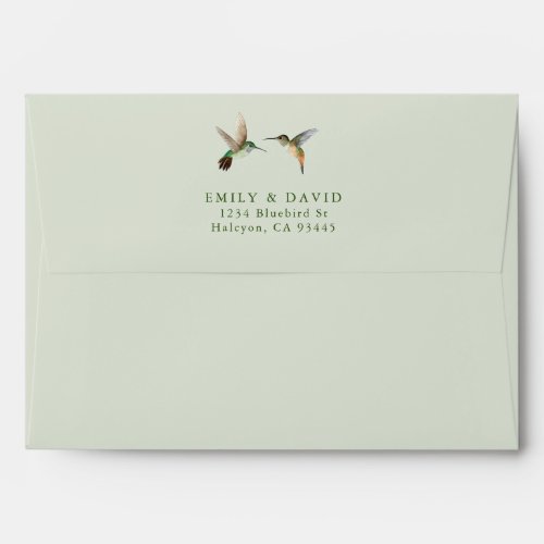 Rufous and Allens Hummingbirds Wedding Envelope