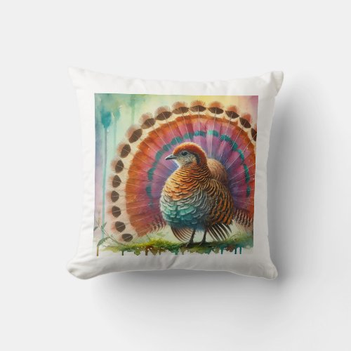 Rufous Backed Fan 260624AREF112 _ Watercolor Throw Pillow