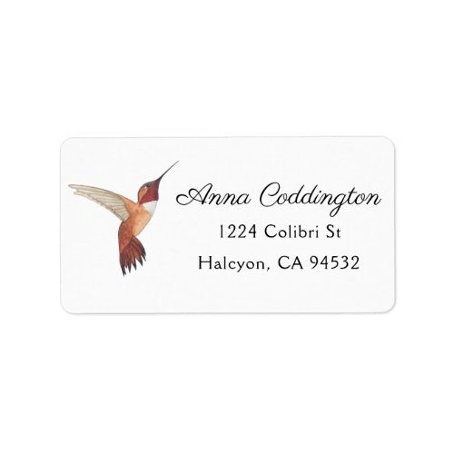 Rufous Hummingbird Address Label