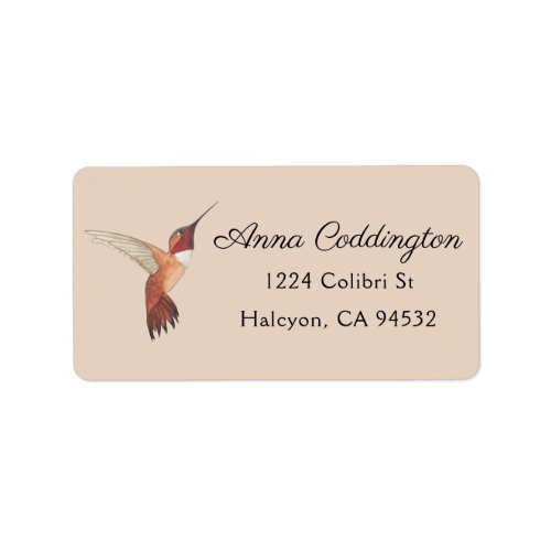 Rufous Hummingbird Address Label