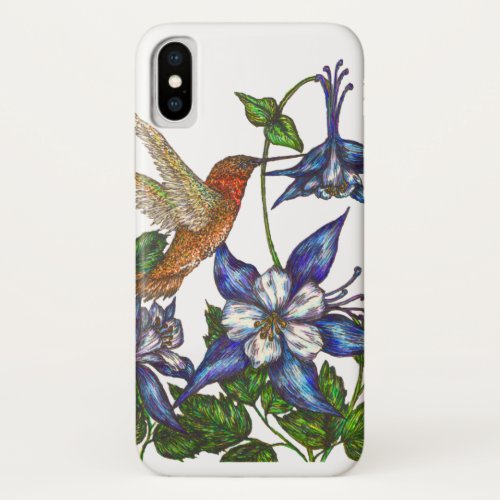 Rufous Hummingbird and Columbine iPhone X Case