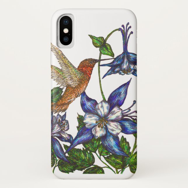 Rufous Hummingbird and Columbine Case-Mate iPhone Case (Back)