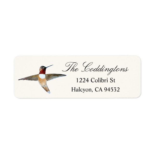 Rufous Hummingbird Label (Front)