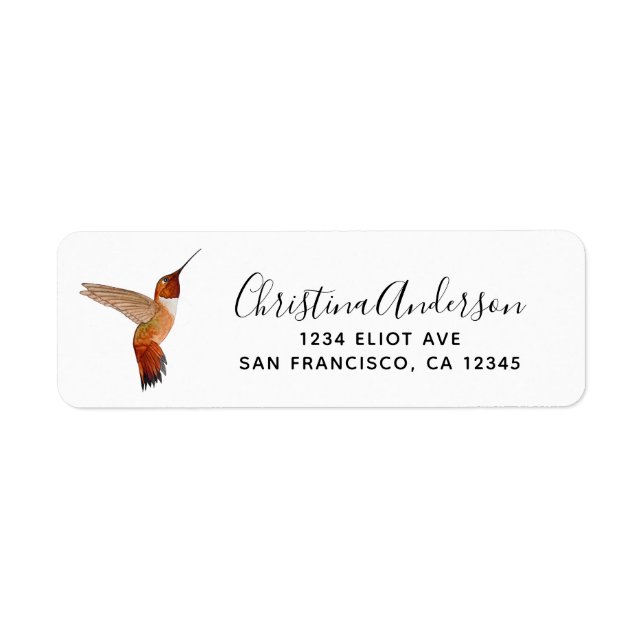 Rufous Hummingbird Label (Front)