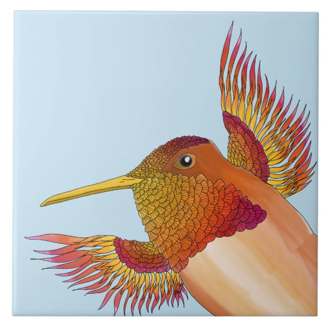 Rufous Hummingbird on a Ceramic Tile (Front)