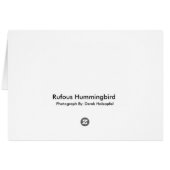 Rufous Hummingbird - Photo Cards (Back Horizontal)