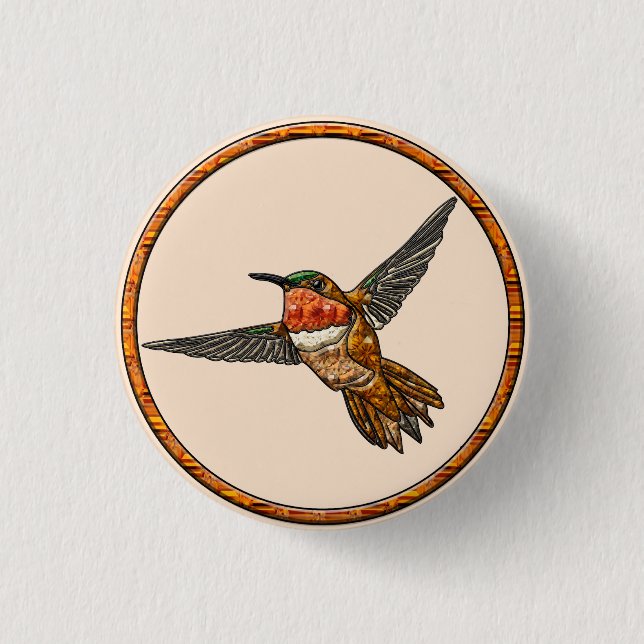 Rufous Hummingbird Pinback Button (Front)