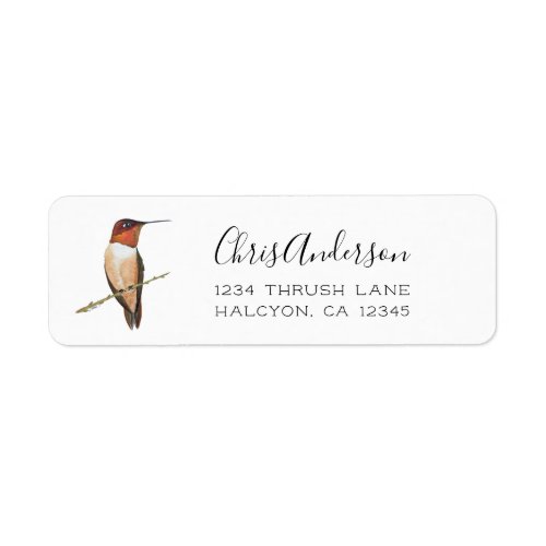 Rufous Hummingbird Return Address Label