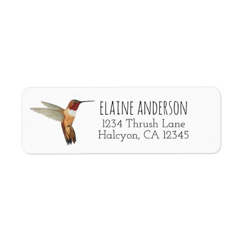 Rufous Hummingbird return address Label