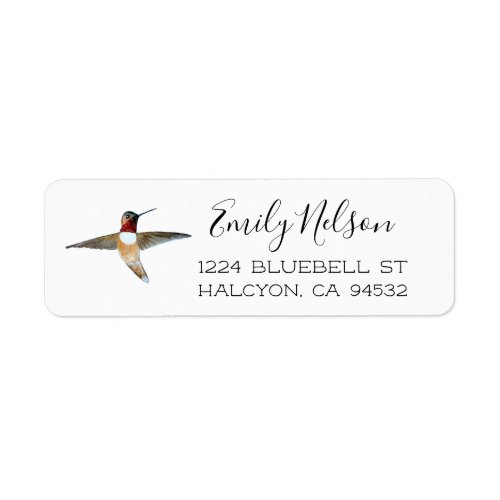 Rufous Hummingbird Return Address Label