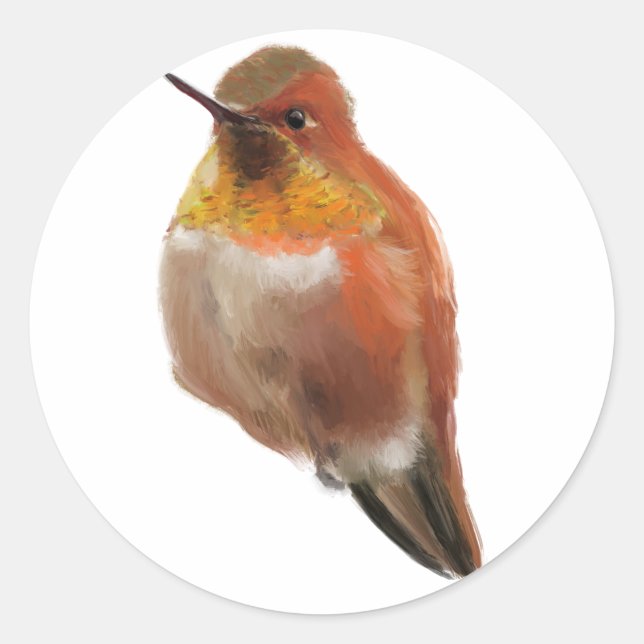 Rufous Hummingbird (Selasphorus rufus) Classic Round Sticker (Front)