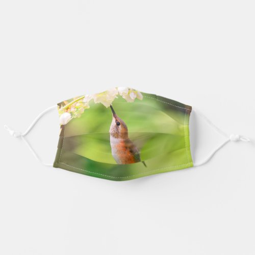 Rufous Hummingbird Sips Blueberry Flower Nectar Adult Cloth Face Mask